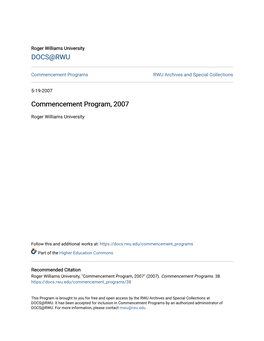 Commencement Program, 2007