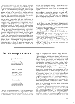 Sex Ratio in Belgica Antarctica Studies of Low-Temperature Tolerance (Baust, Edwards