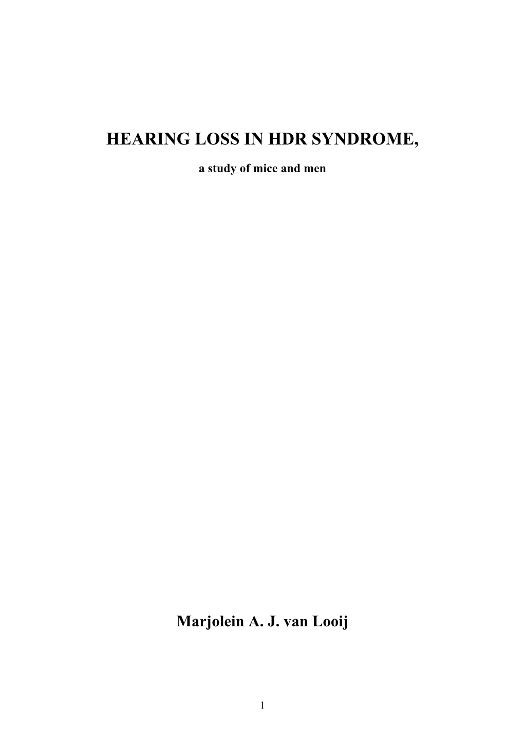 Hearing Loss in Hdr Syndrome