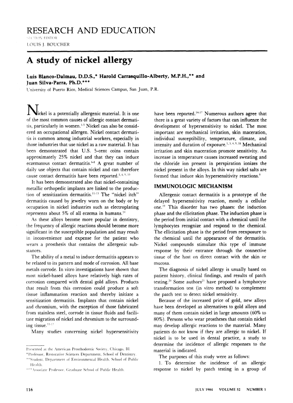 A Study of Nickel Allergy