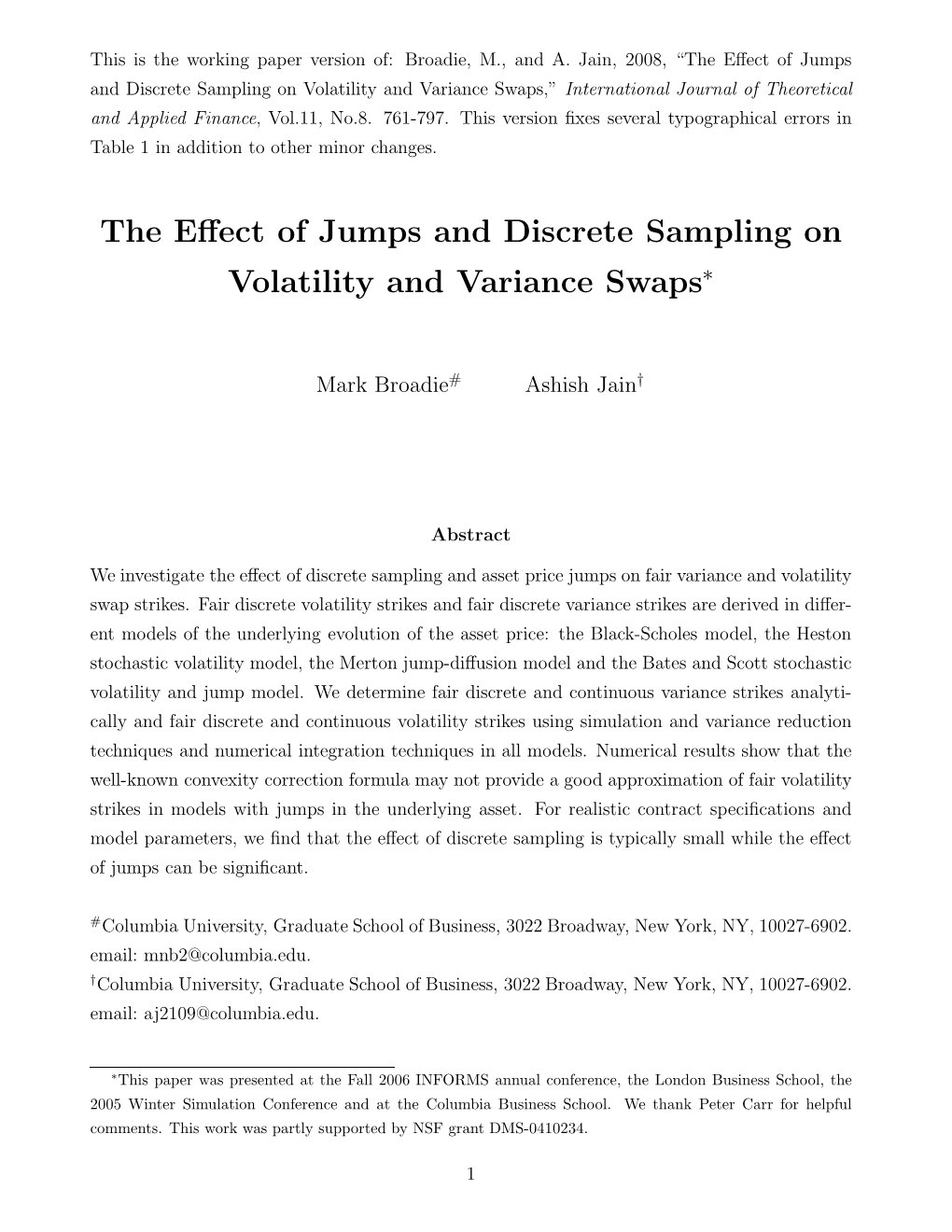 The Effect of Jumps and Discrete Sampling on Volatility and Variance