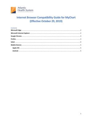 Internet Browser Compatibility Guide for Mychart (Effective October 29, 2019)