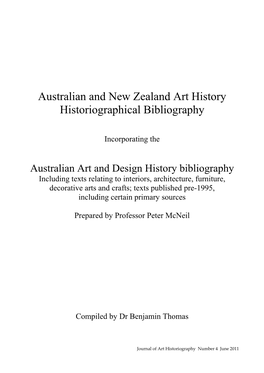 Australian and New Zealand Art History Historiographical Bibliography