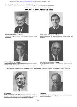 Society Awards for 1993