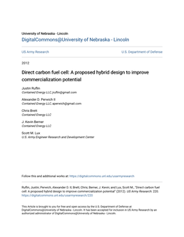 Direct Carbon Fuel Cell: a Proposed Hybrid Design to Improve Commercialization Potential