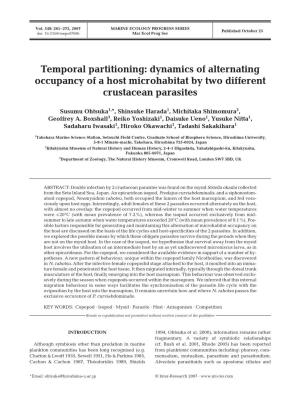 Temporal Partitioning: Dynamics of Alternating Occupancy of a Host Microhabitat by Two Different Crustacean Parasites