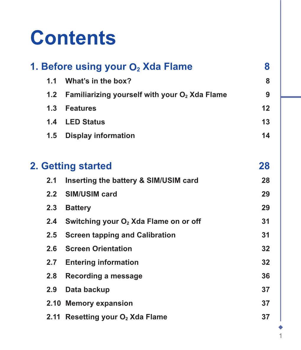 O2 Xda Flame User Manual (English)