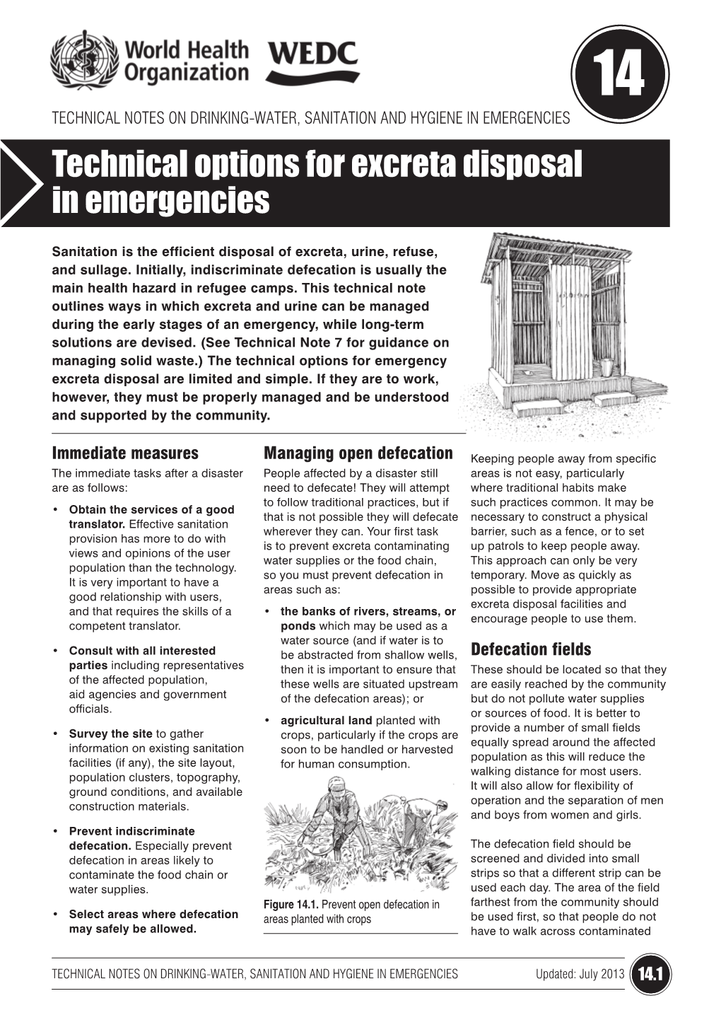 Technical Options for Excreta Disposal in Emergencies