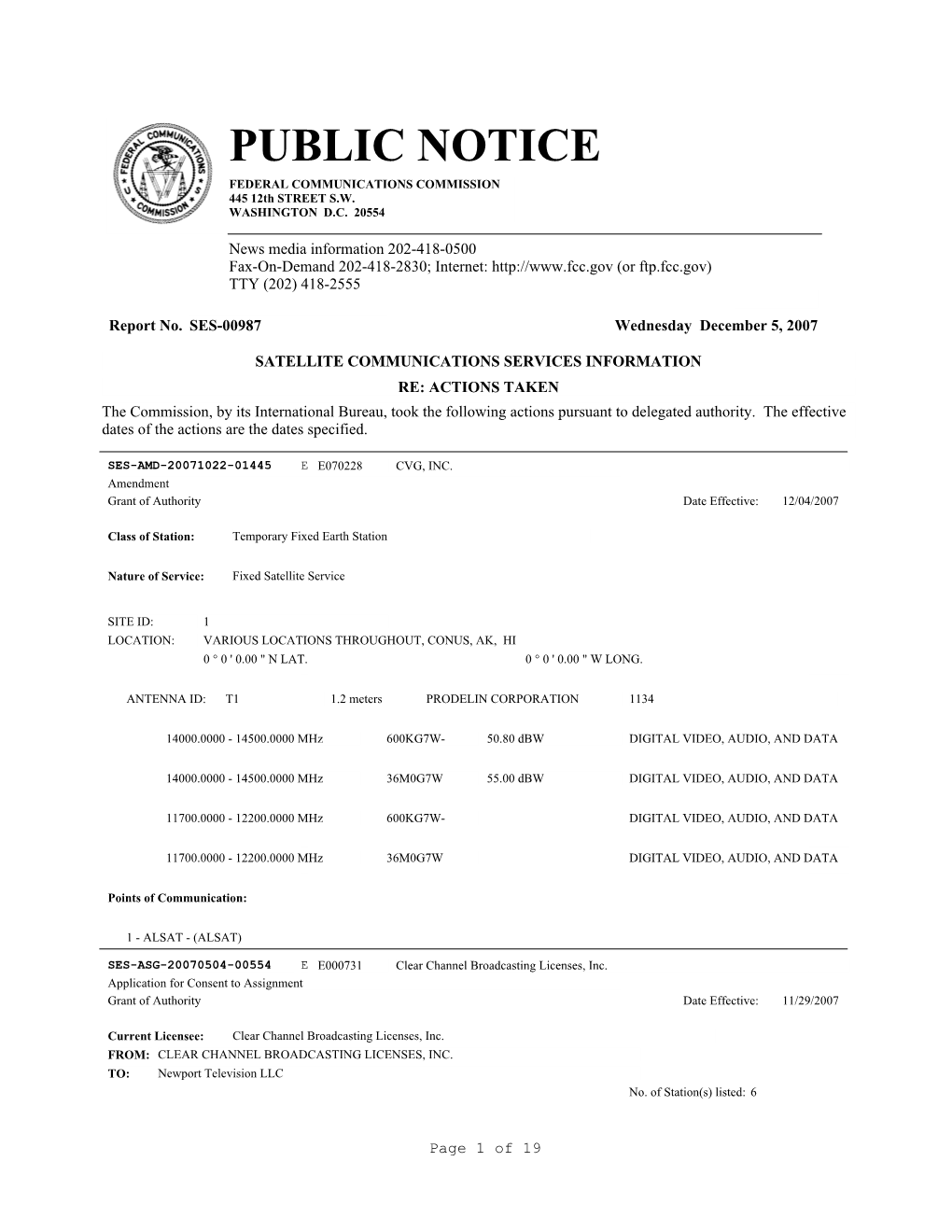 PUBLIC NOTICE FEDERAL COMMUNICATIONS COMMISSION 445 12Th STREET S.W