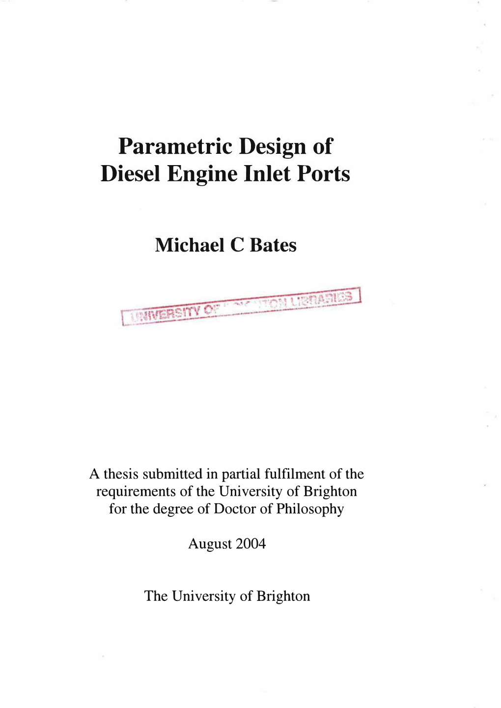 Parametric Design of Diesel Engine Inlet Ports