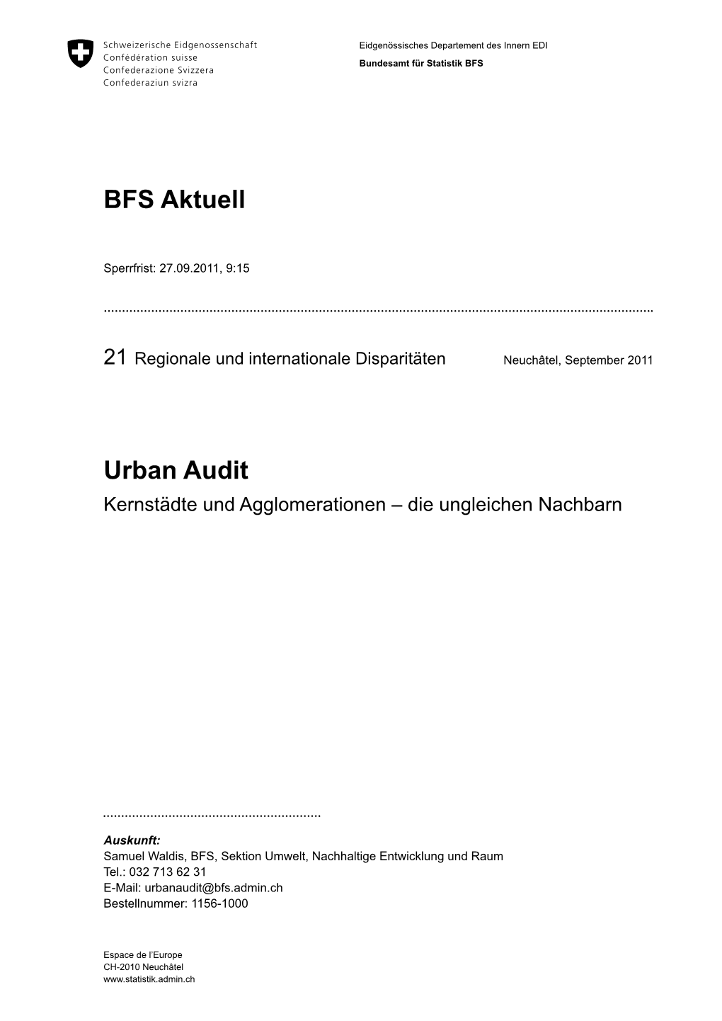 Urban Audit BFS Aktuell