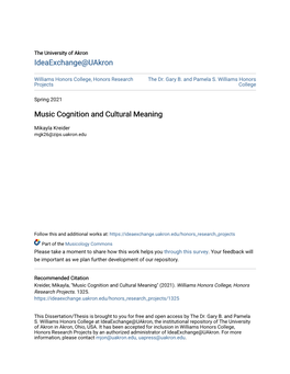 Music Cognition and Cultural Meaning