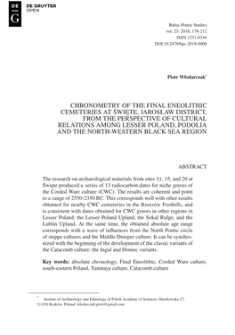 Chronometry of the Final Eneolithic Cemeteries At
