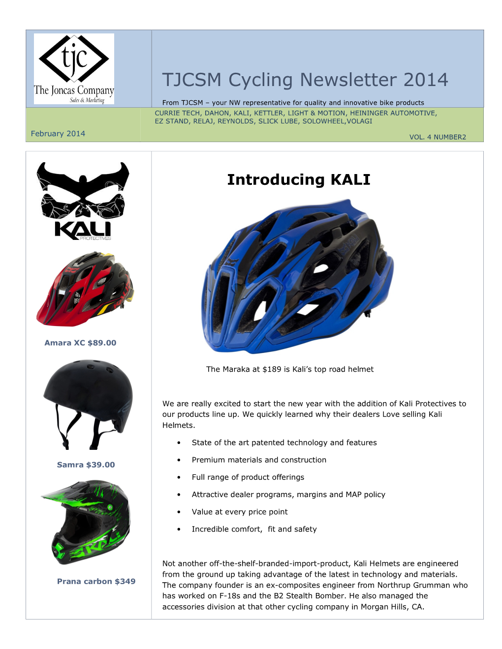 TJCSM Cycling Newsletter 2014