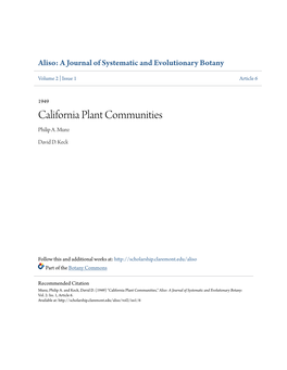 California Plant Communities Philip A