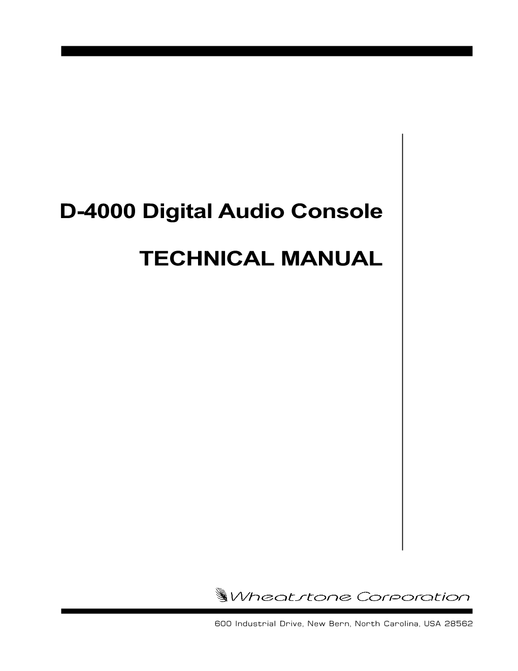 D-4000 Digital Audio Console Technical Manual - 1St Edition