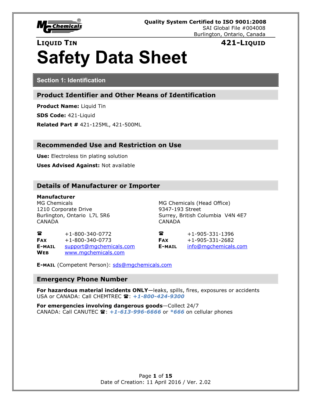 Safety Data Sheet