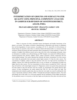 Interpretation of Ground and Surface Water Quality