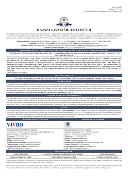Letter of Offer February 27, 2021 for Eligible Equity Shareholders of Our Company Only