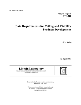 Data Requirements for Ceiling and Visibility Products Development 6