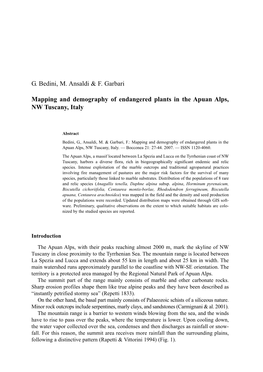 G. Bedini, M. Ansaldi & F. Garbari Mapping and Demography Of