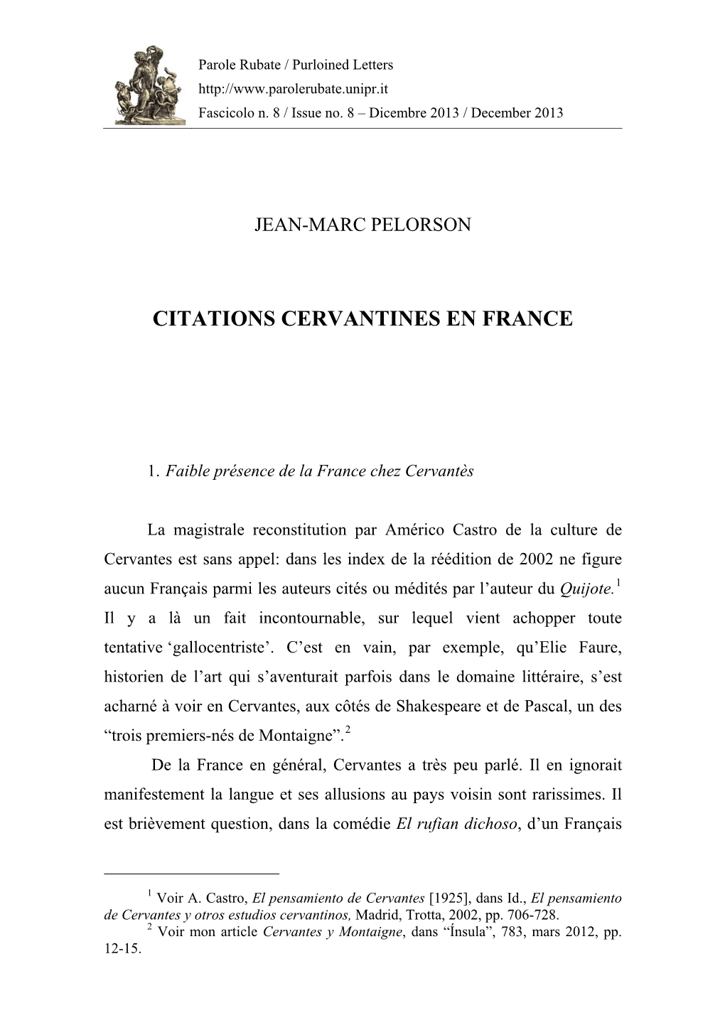 Citations Cervantines En France