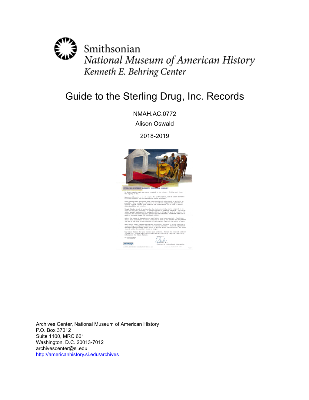 Guide to the Sterling Drug, Inc. Records