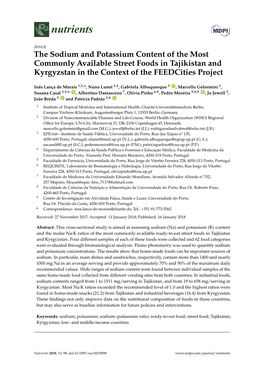 The Sodium and Potassium Content of the Most Commonly Available Street Foods in Tajikistan and Kyrgyzstan in the Context of the Feedcities Project