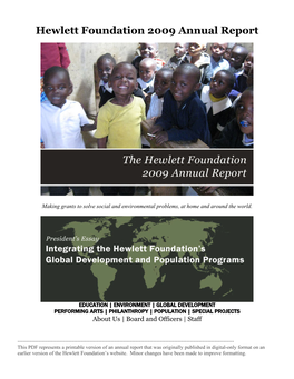 Hewlett Foundation 2009 Annual Report