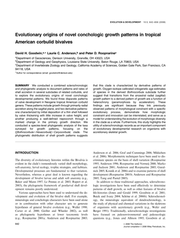 Evolutionary Origins of Novel Conchologic Growth Patterns in Tropical American Corbulid Bivalves