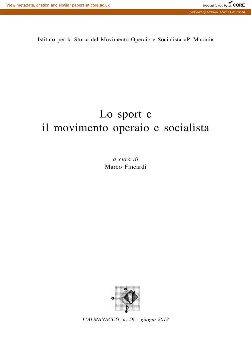 Lo Sport E Il Movimento Operaio E Socialista