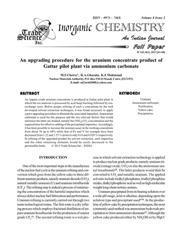 An Upgrading Procedure for the Uranium Concentrate Product of Gattar Pilot Plant Via Ammonium Carbonate