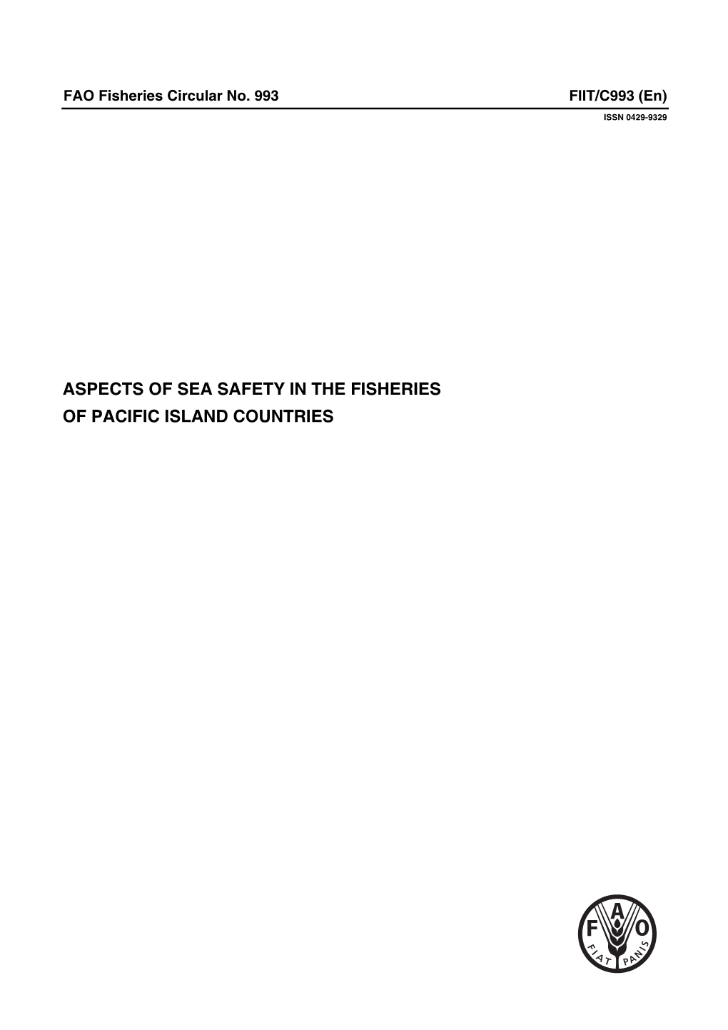 Aspects of Sea Safety in the Fisheries of Pacific Island