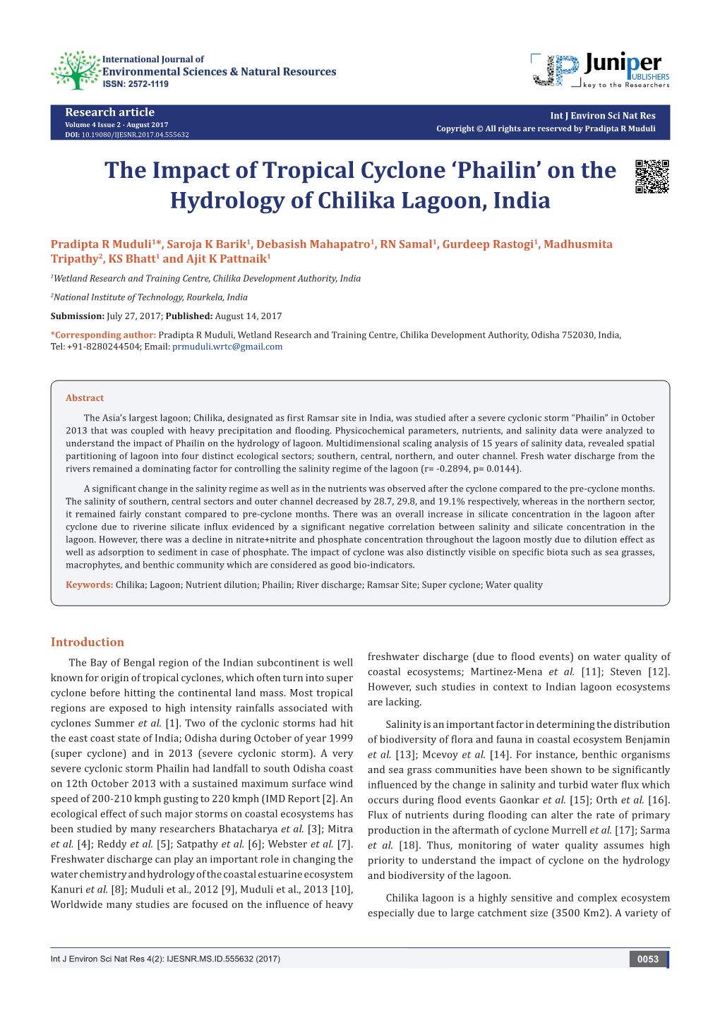 The Impact of Tropical Cyclone 'Phailin'