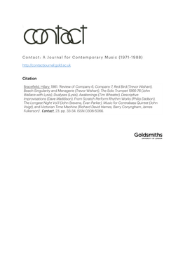 Contact: a Journal for Contemporary Music (1971-1988) Citation