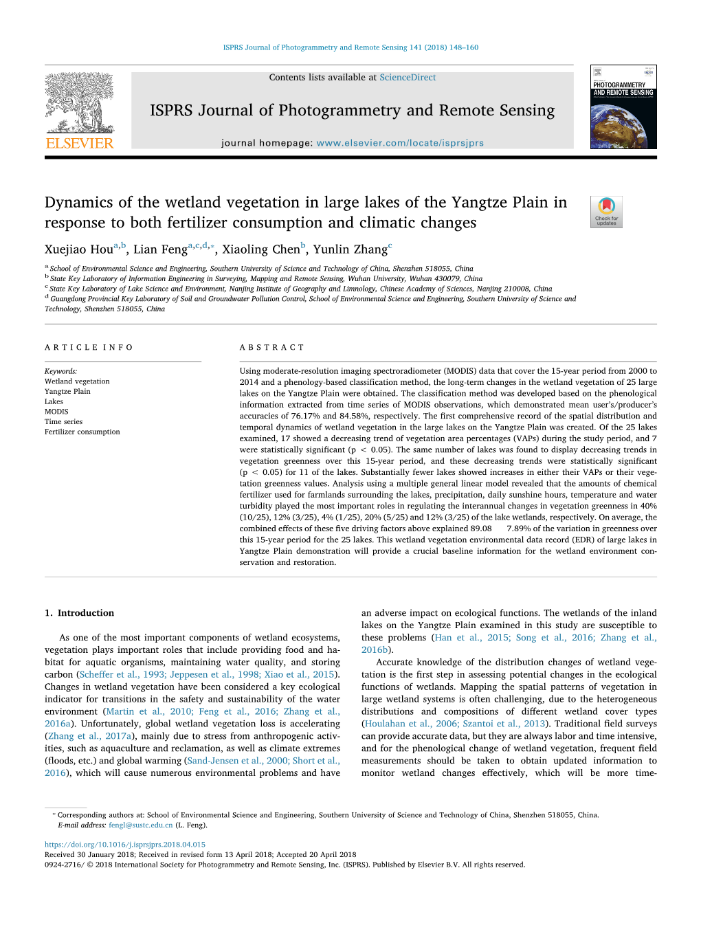 Dynamics of the Wetland Vegetation in Large Lakes of the Yangtze Plain In