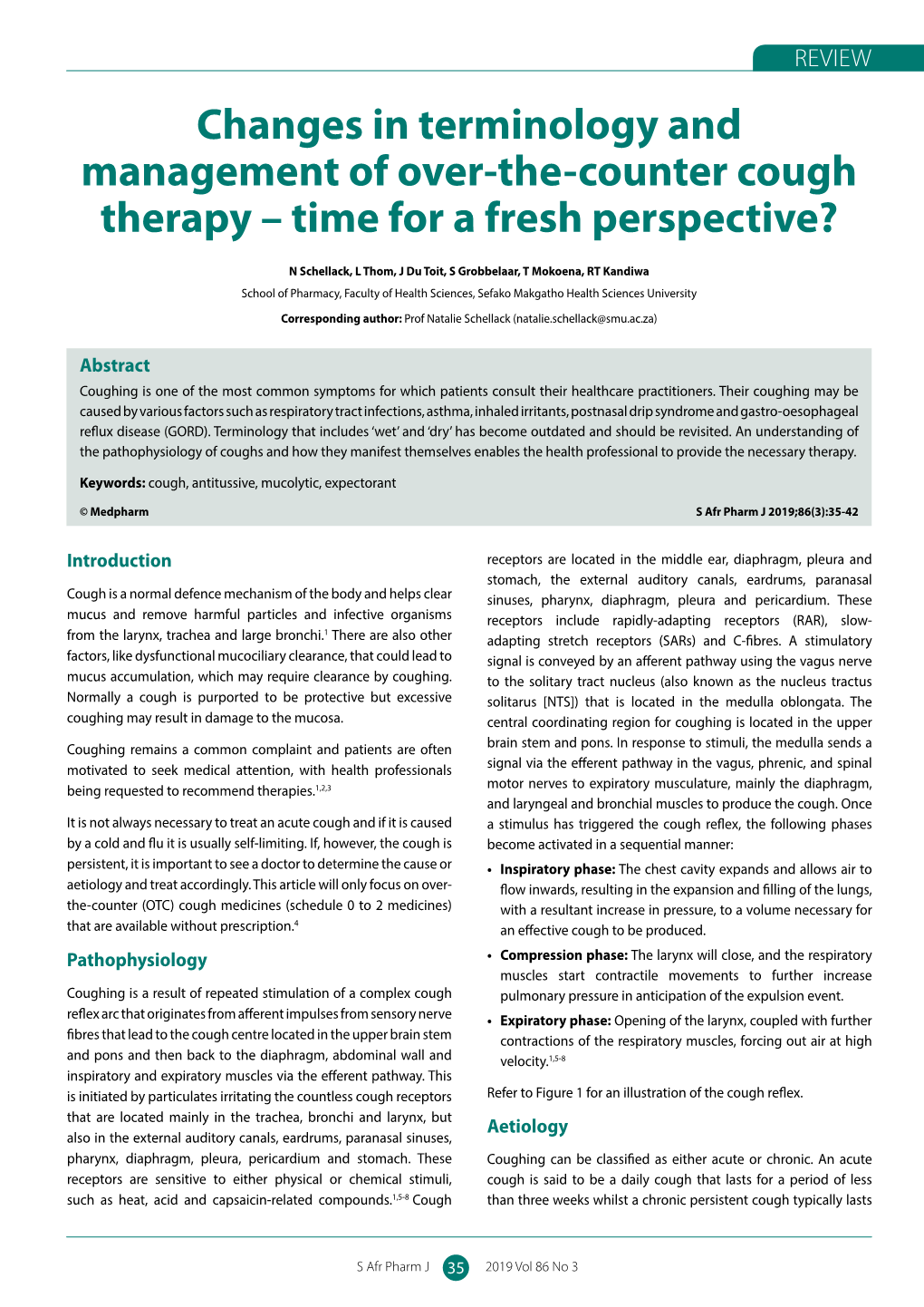 Changes in Terminology and Management of Over-The-Counter Cough Therapy – Time for a Fresh Perspective?