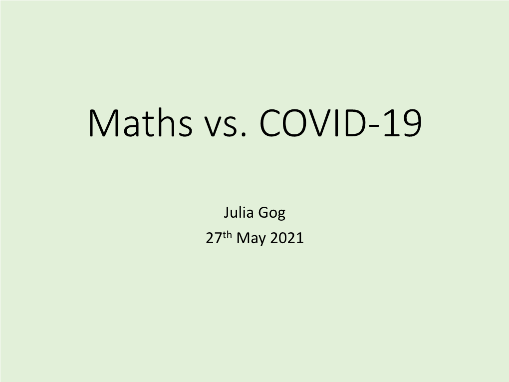 Maths Vs. COVID-19