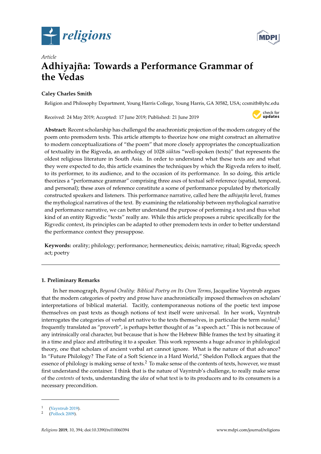 Adhiyajña: Towards a Performance Grammar of the Vedas