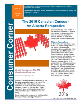 The 2016 Canadian Census - an Alberta Perspective