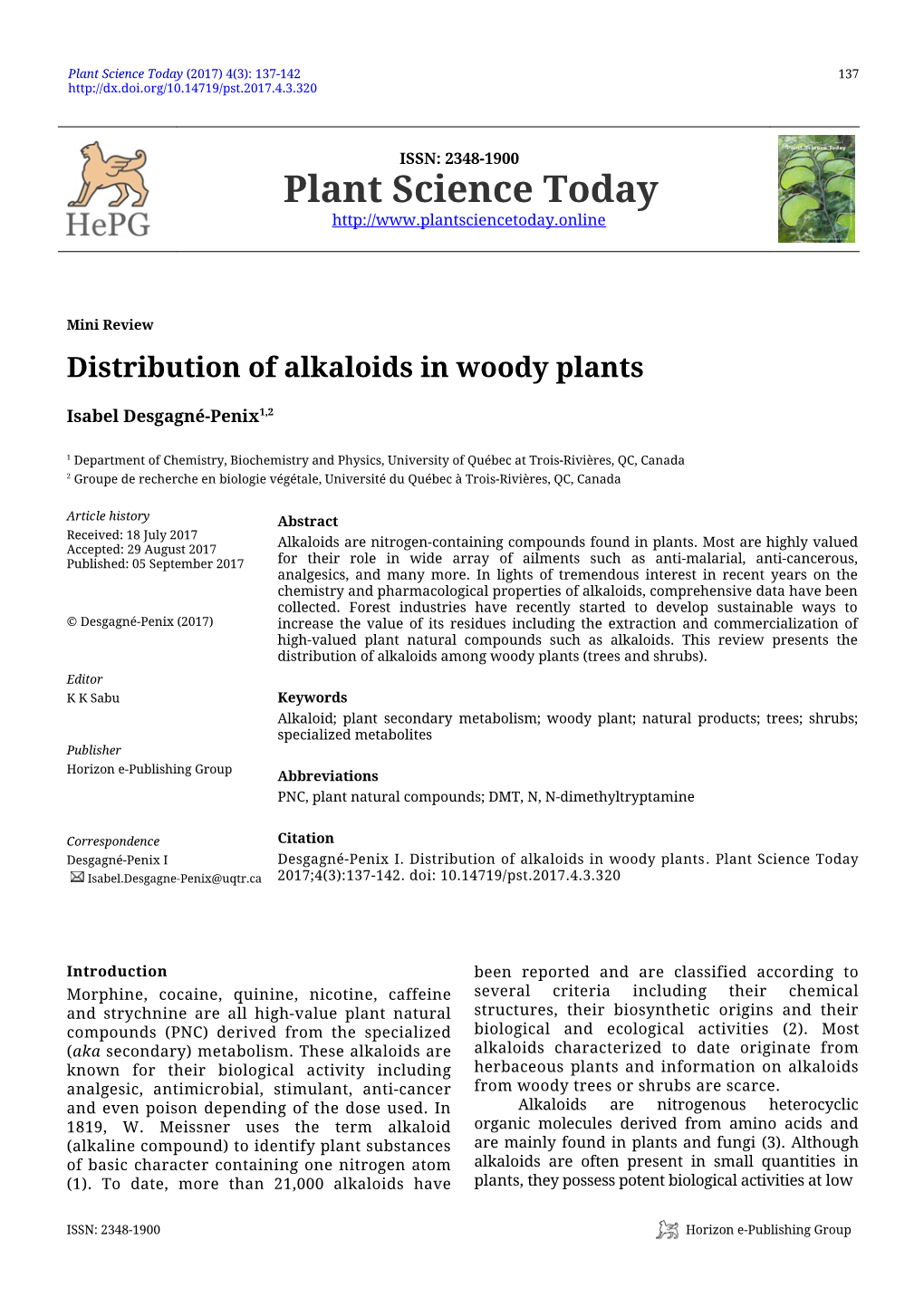 Distribution of Alkaloids in Woody Plants