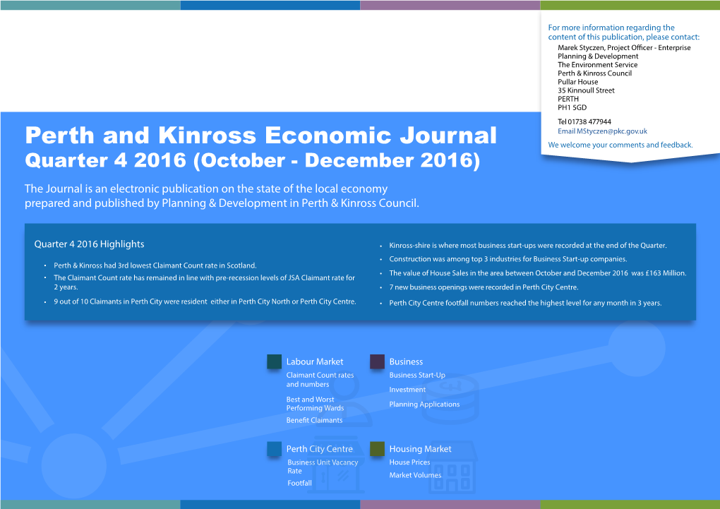Perth and Kinross Economic Journal We Welcome Your Comments and Feedback