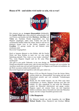 House of M – Und Nichts Wird Mehr So Sein, Wie Es War!