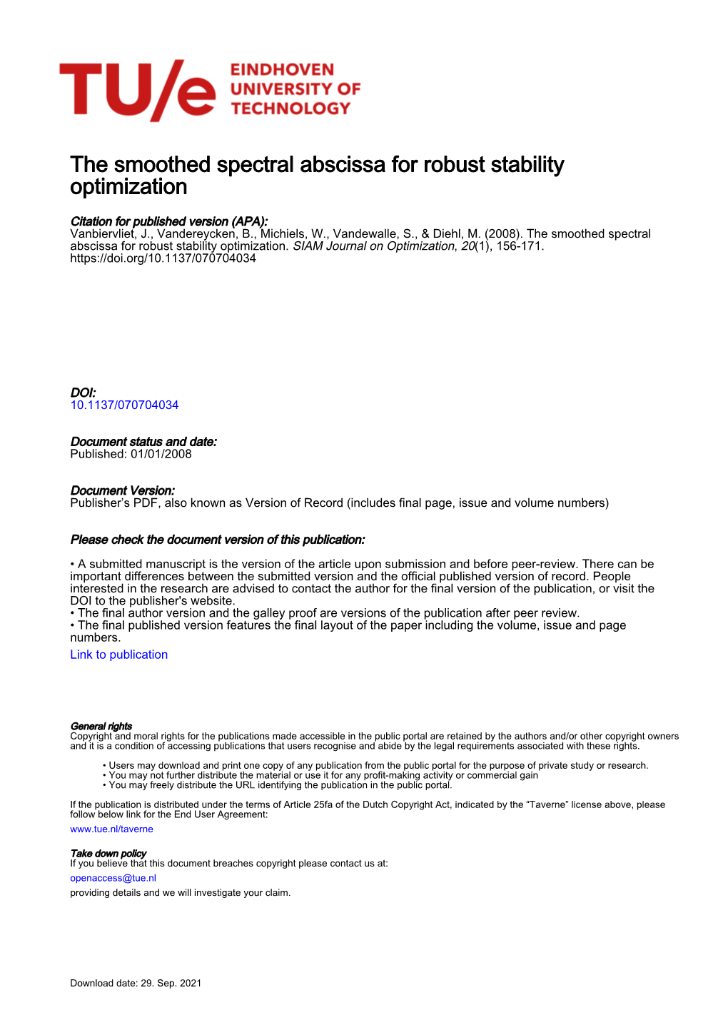 The Smoothed Spectral Abscissa for Robust Stability Optimization