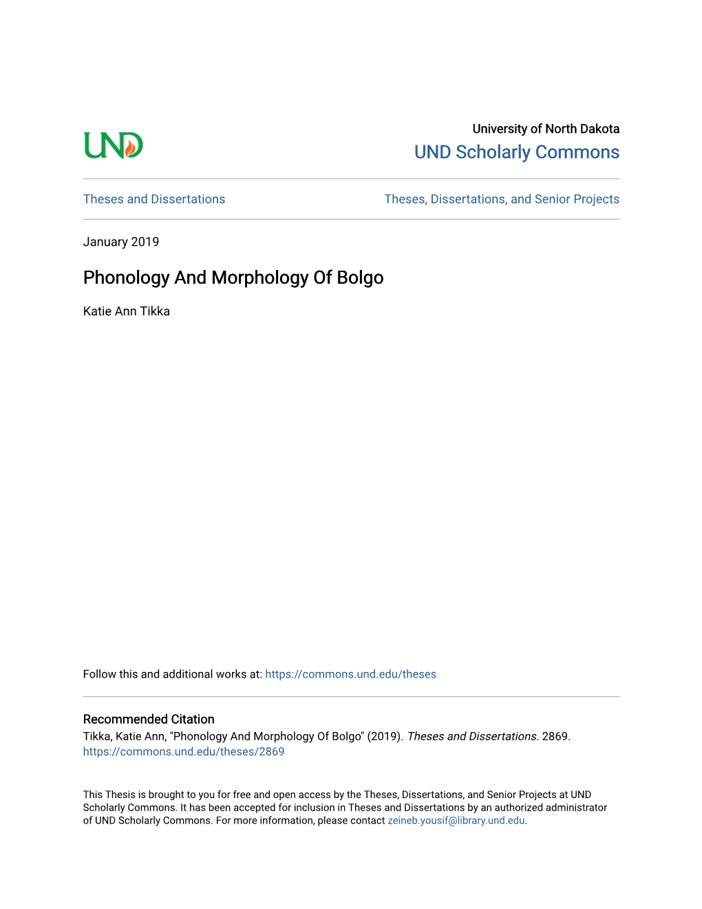 Phonology and Morphology of Bolgo