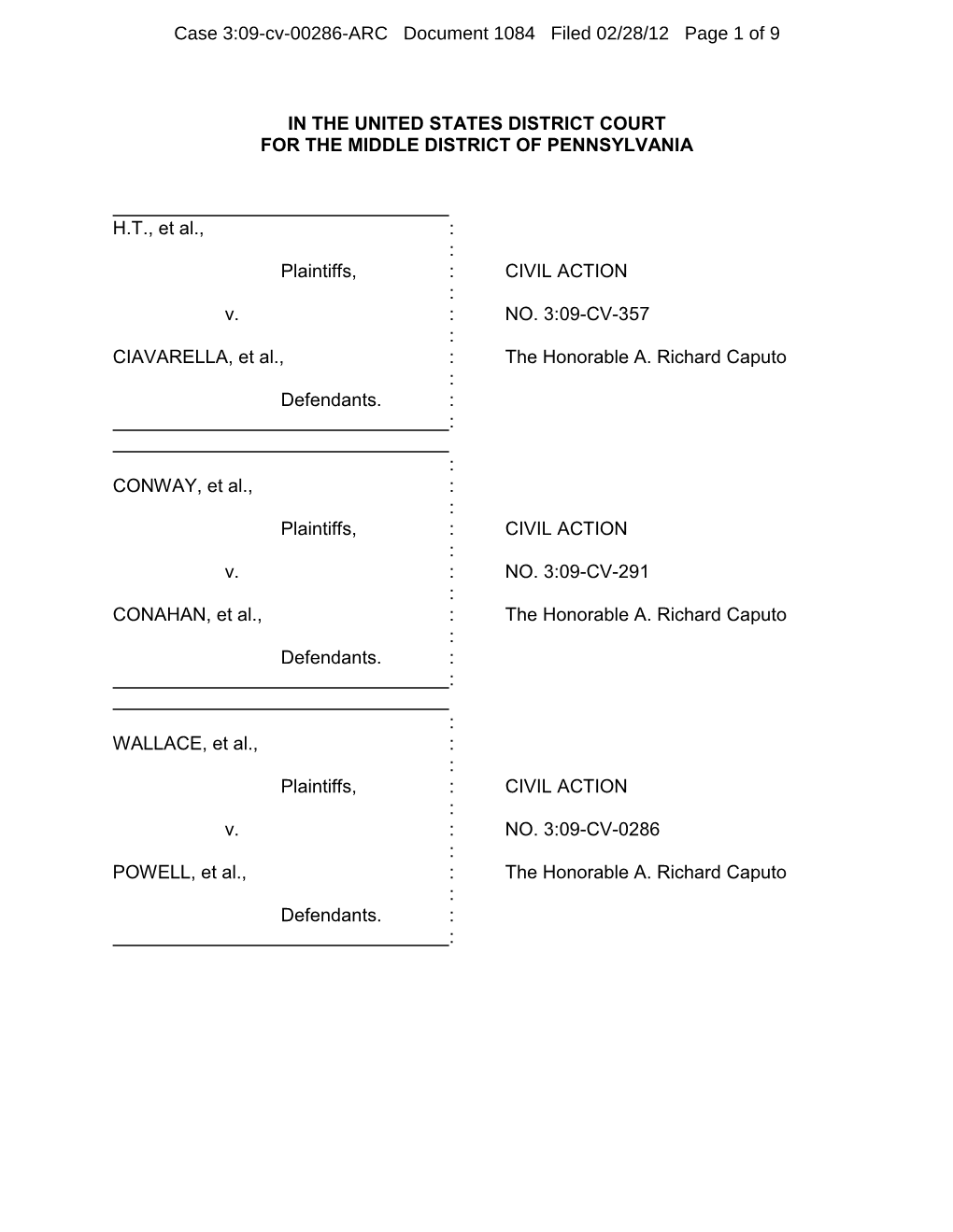 Wallace V. Powell/H.T. V. Ciavarella