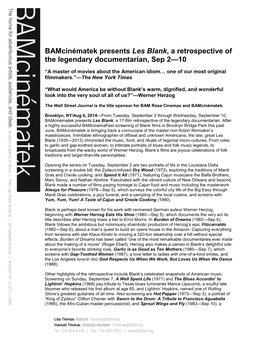 Bamcinématek Presents Les Blank, a Retrospective of the Legendary Documentarian, Sep 2—10