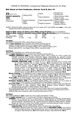HORSE in TRAINING, Consigned by Ridgeway Racing Ltd. (N. King)