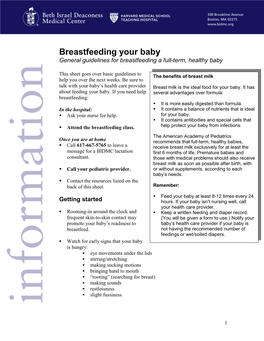 Breastfeeding Your Baby: a Personalized