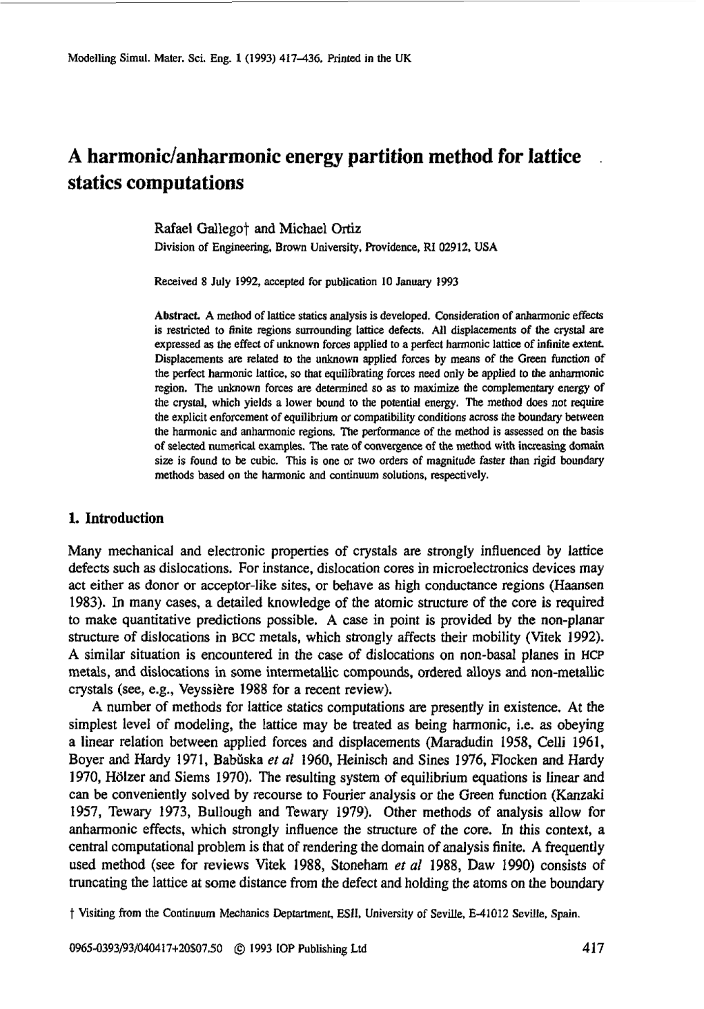 A Harmonidanharmonic Energy Partition Method for Lattice Statics Computations